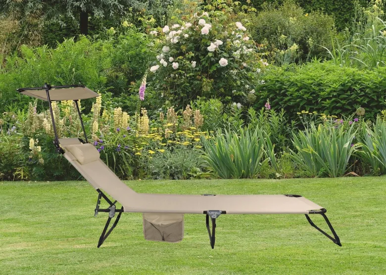 VCM Sonnenliege Bindox creme Textilene B/H/L: ca. 55x24x185 cm
