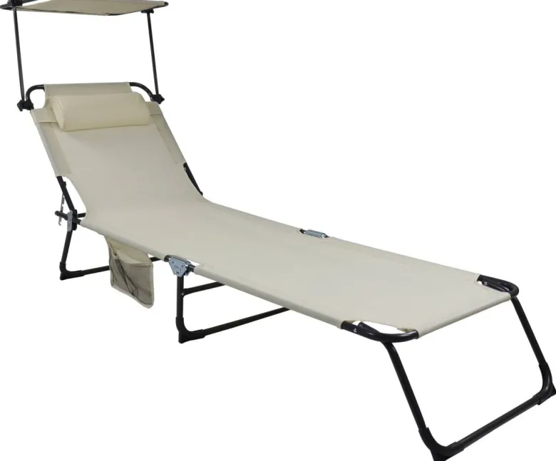 VCM Sonnenliege Bindox creme Textilene B/H/L: ca. 55x24x185 cm