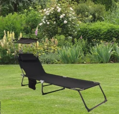 VCM Sonnenliege Bindox schwarz Textilene B/H/L: ca. 55x24x185 cm