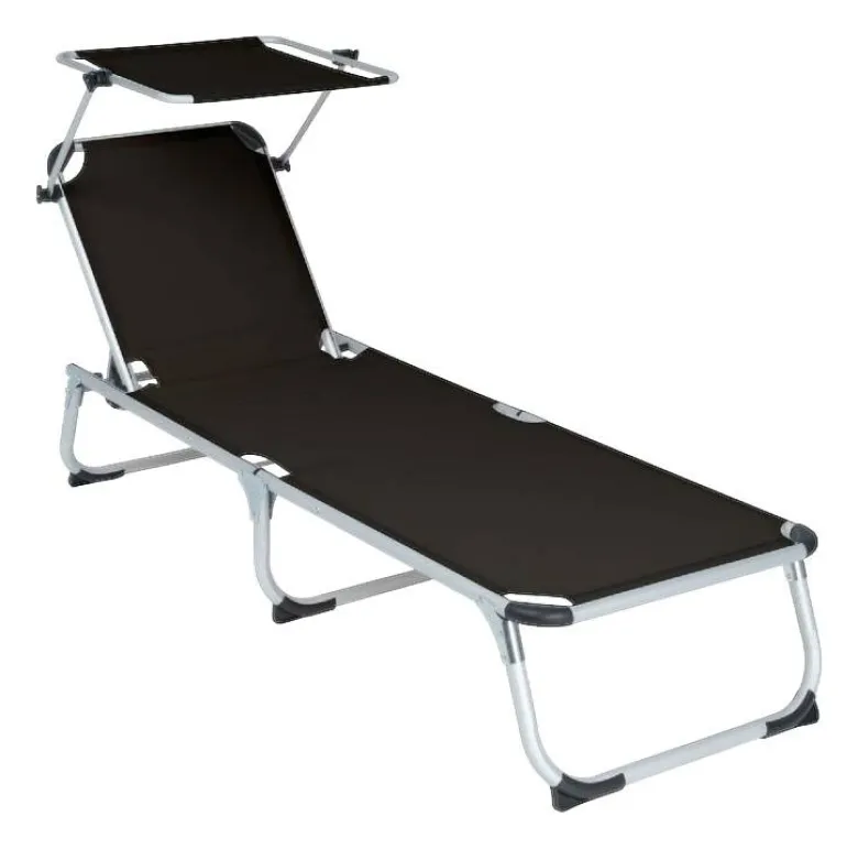 VCM Sonnenliege schwarz Aluminium B/H/T: ca. 57x187x30 cm