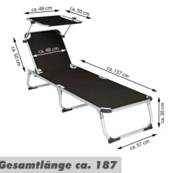 VCM Sonnenliege schwarz Aluminium B/H/T: ca. 57x187x30 cm