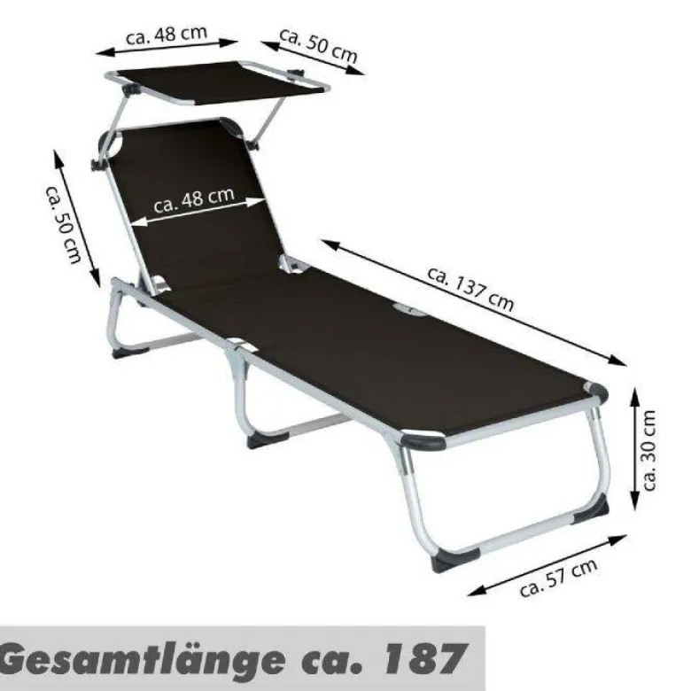 VCM Sonnenliege schwarz Aluminium B/H/T: ca. 57x187x30 cm
