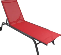 VCM Sonnenliege Sonlas rot Textilene B/H/L: ca. 58x32x192 cm