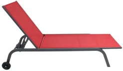 VCM Sonnenliege Sonlas rot Textilene B/H/L: ca. 58x32x192 cm