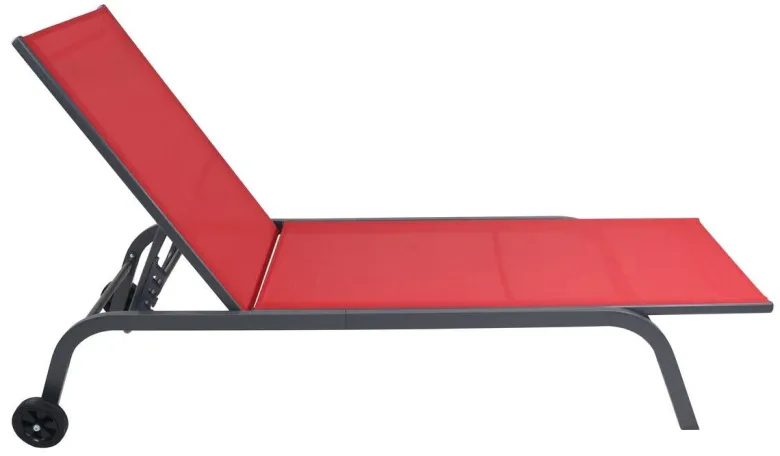 VCM Sonnenliege Sonlas rot Textilene B/H/L: ca. 58x32x192 cm