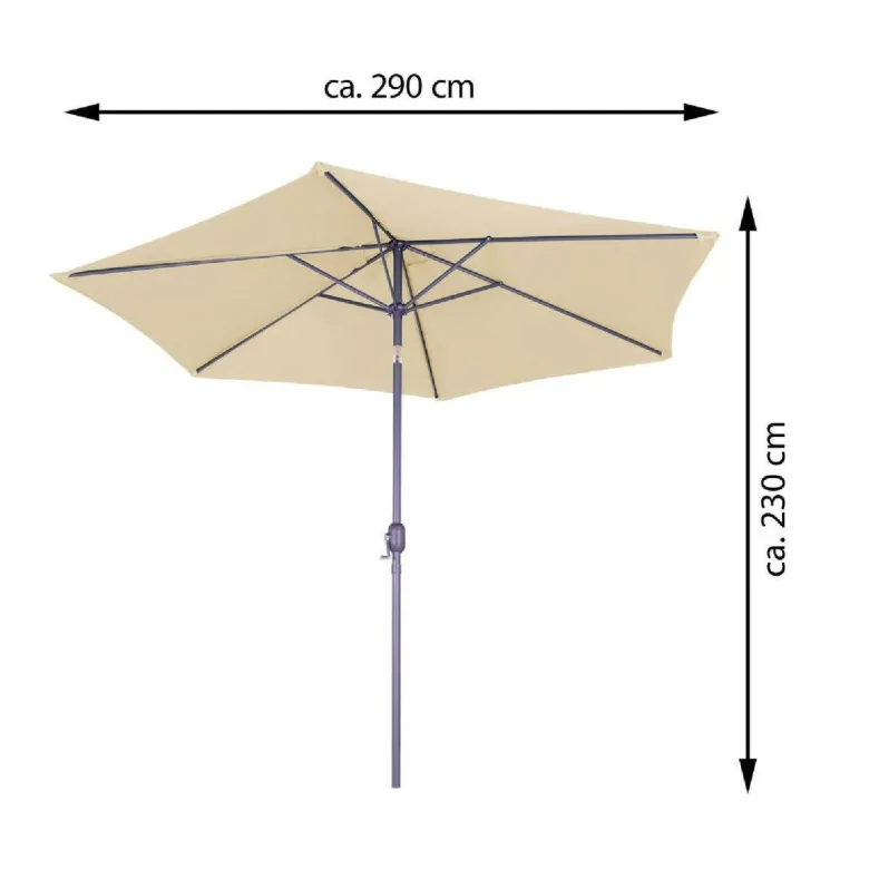 VCM Sonnenschirm creme Polyester-Mischgewebe H/D: ca. 230x290 cm