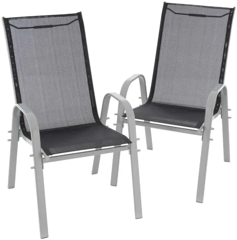 VCM Stapelsessel-Set hellgrau Textilene B/H/T: ca. 55x93x58 cm