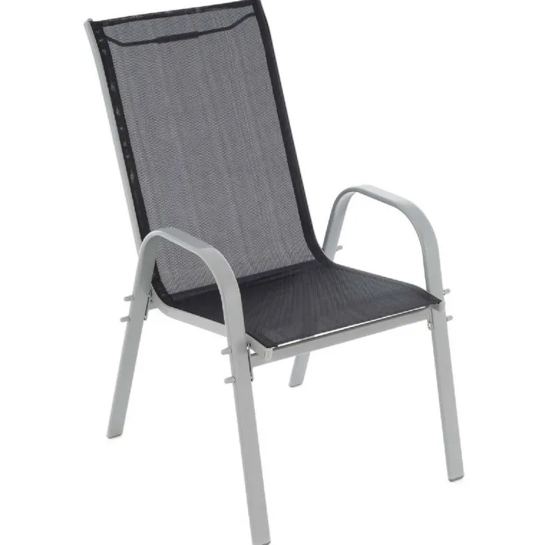 VCM Stapelsessel-Set hellgrau Textilene B/H/T: ca. 55x93x58 cm