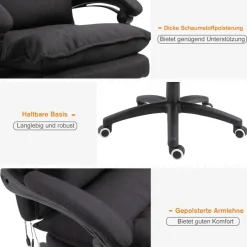 Vinsetto Massagestuhl MH02-0758 schwarz Schaumstoff Nylon