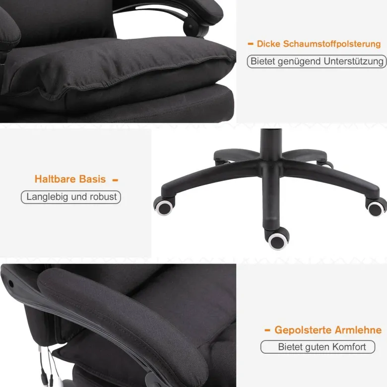 Vinsetto Massagestuhl MH02-0758 schwarz Schaumstoff Nylon