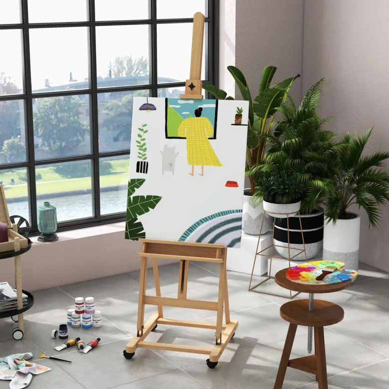 Vinsetto Staffelei natur Buche B/H/L: ca. 53x50,5x238 cm