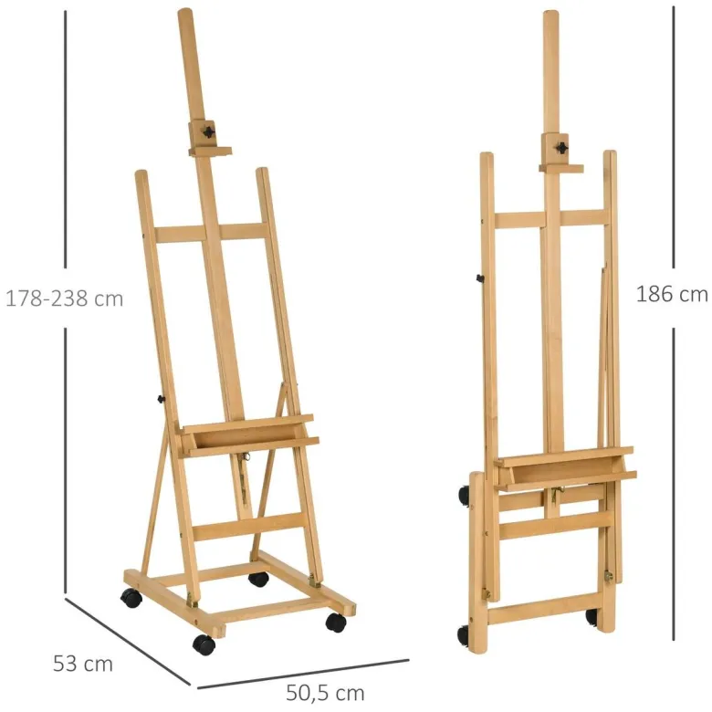 Vinsetto Staffelei natur Buche B/H/L: ca. 53x50,5x238 cm