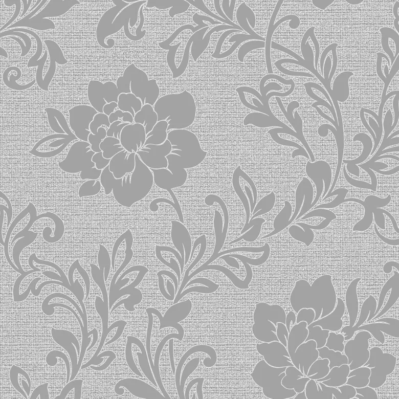 Vinyltapete Blumenranke grau dunkelgrau B/L: ca. 53x1005 cm
