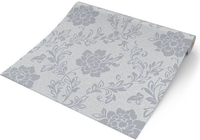 Vinyltapete Blumenranke grau dunkelgrau B/L: ca. 53x1005 cm