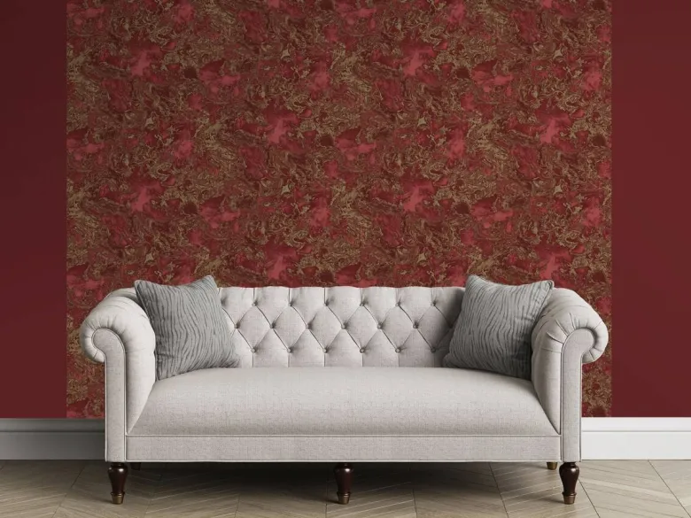 Vinyltapete Marmoroptik bordeauxrot gold B/L: ca. 53x1005 cm