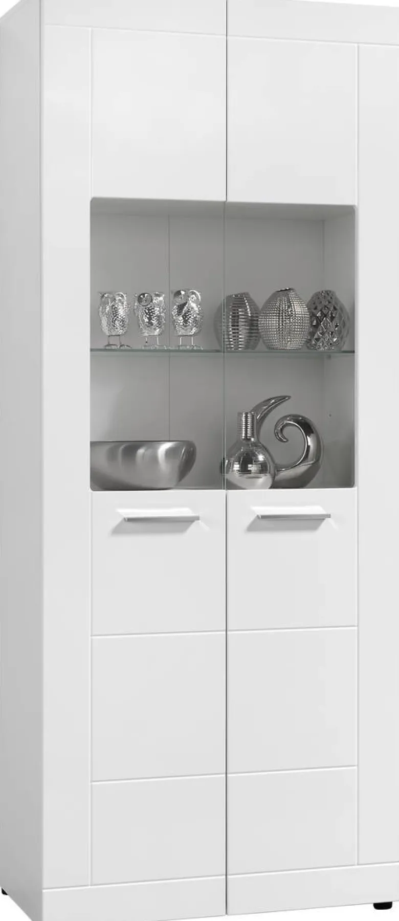 Vitrine Atlanta weiß Hochglanz perlweiß Optik B/H/T: ca. 75x188x40 cm
