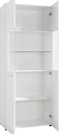 Vitrine Atlanta weiß Hochglanz perlweiß Optik B/H/T: ca. 75x188x40 cm
