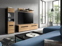 Vitrine Canu basaltgrau Nachbildung Artisan Oak Nachbildung B/H/T: ca. 36x125x33 cm
