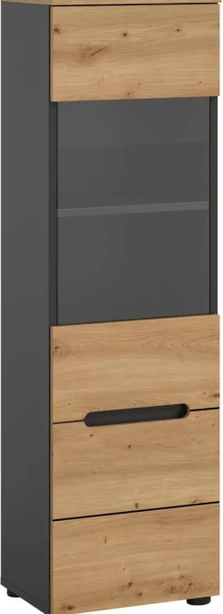 Vitrine Canu basaltgrau Nachbildung Artisan Oak Nachbildung B/H/T: ca. 36x125x33 cm