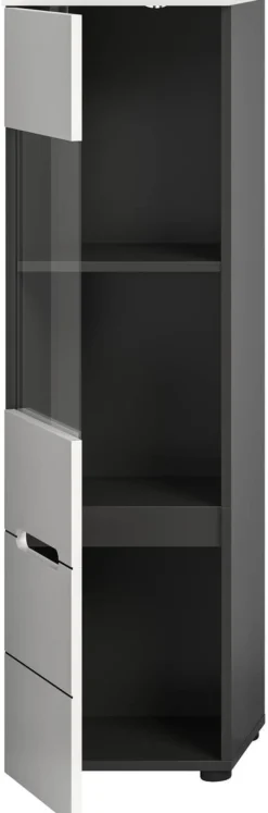 Vitrine Canu basaltgrau weiß B/H/T: ca. 36x125x33 cm