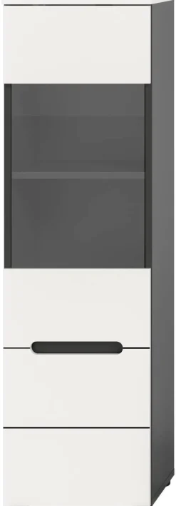 Vitrine Canu basaltgrau weiß B/H/T: ca. 36x125x33 cm