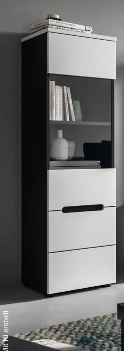 Vitrine Canu basaltgrau weiß B/H/T: ca. 36x125x33 cm