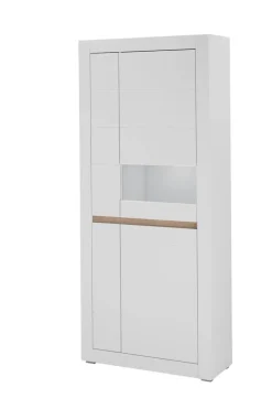 Vitrine Chester weiß matt B/H/T: ca. 85x198x35 cm