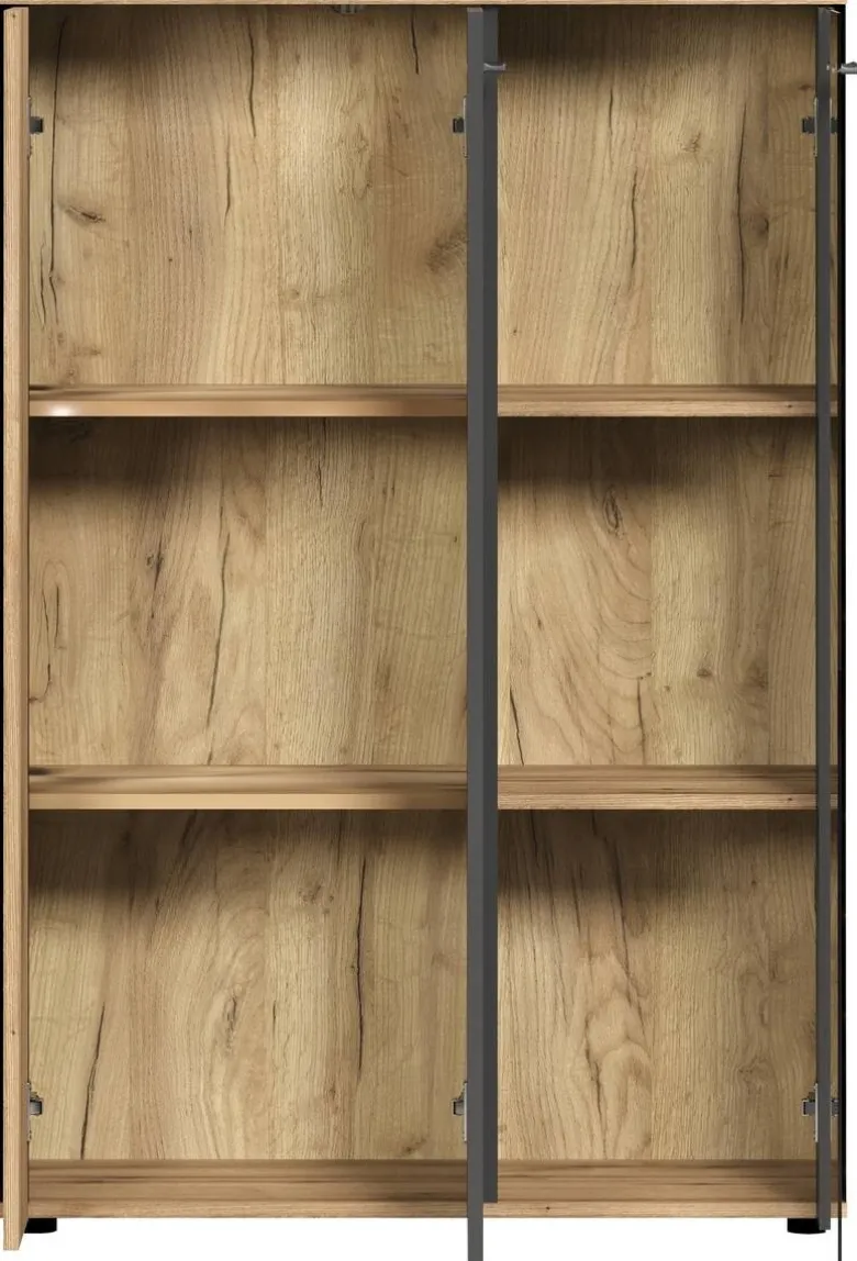 Vitrine Esteban anthrazit Eiche Evoke Coast Nachbildung B/H/T: ca. 90x132x34 cm