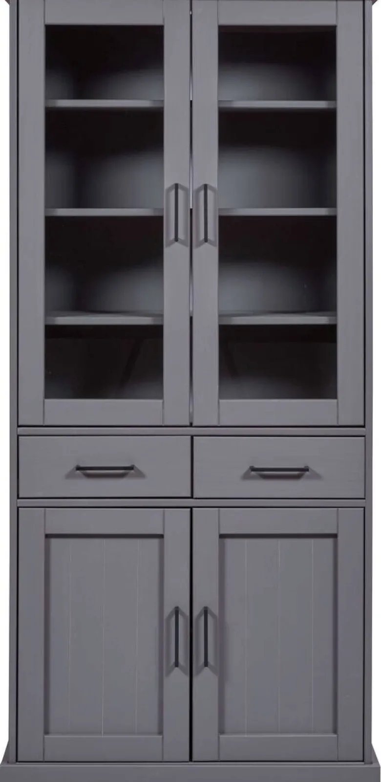 Vitrine Forenzo grau lackiert Holz B/H/L: ca. 38,4x190x90 cm