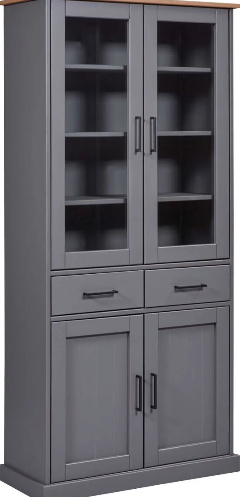 Vitrine Forenzo grau lackiert Holz B/H/L: ca. 38,4x190x90 cm