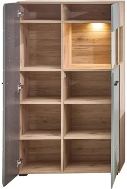 Vitrine Fun Plus 2 salbei Oak Eiche Viking Nachbildung B/H/T: ca. 80x139x37 cm