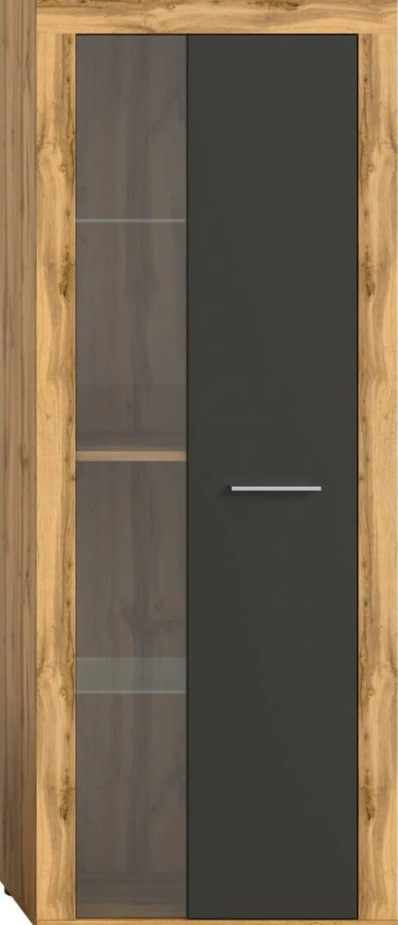 Vitrine Jam Eiche Wotan Nachbildung grau B/H/T: ca. 60x159x35 cm
