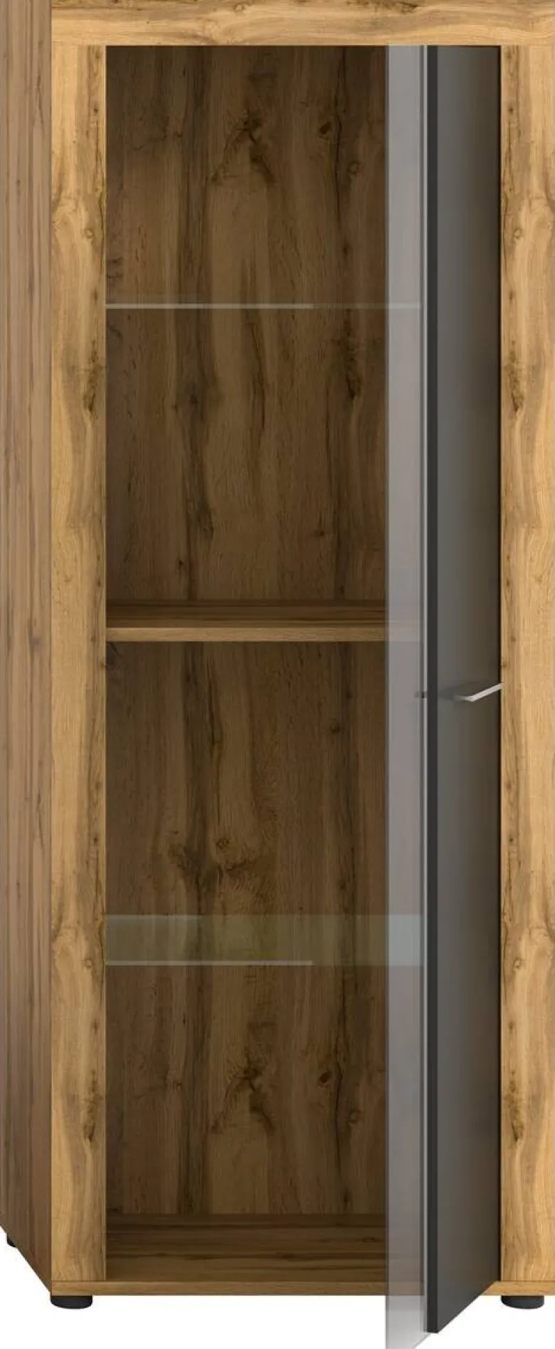 Vitrine Jam Eiche Wotan Nachbildung grau B/H/T: ca. 60x159x35 cm