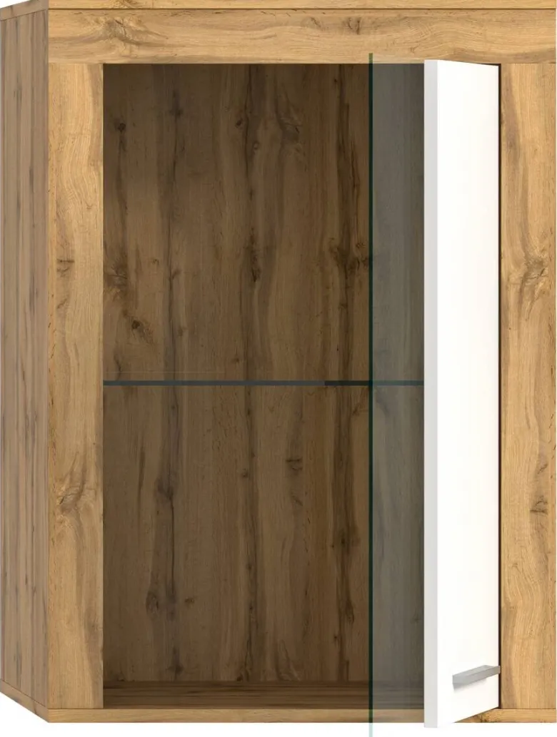 Vitrine Jam Eiche Wotan Nachbildung weiß B/H/T: ca. 60x86x35 cm