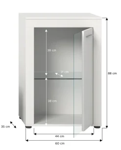 Vitrine Jam weiß B/H/T: ca. 86x60x35 cm
