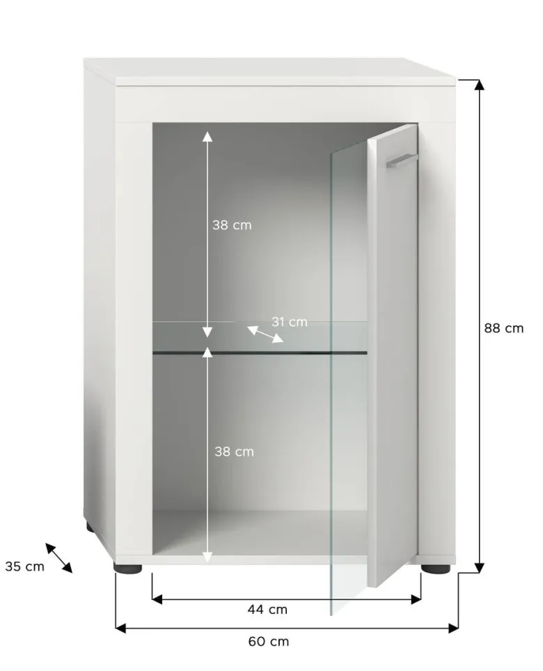 Vitrine Jam weiß B/H/T: ca. 86x60x35 cm
