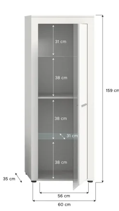 Vitrine Jam weiß B/H/T: ca. 60x159x35 cm