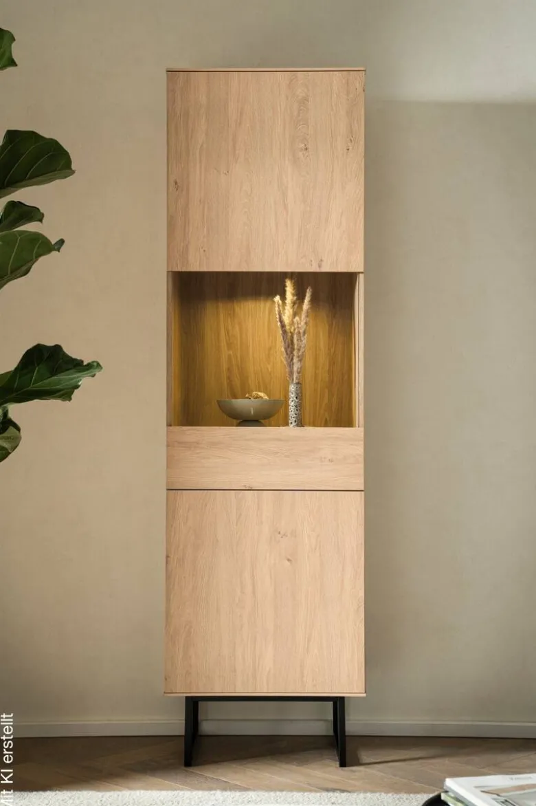 Vitrine Kalmar Oak Stone Nachbildung B/H/T: ca. 58x200x40 cm