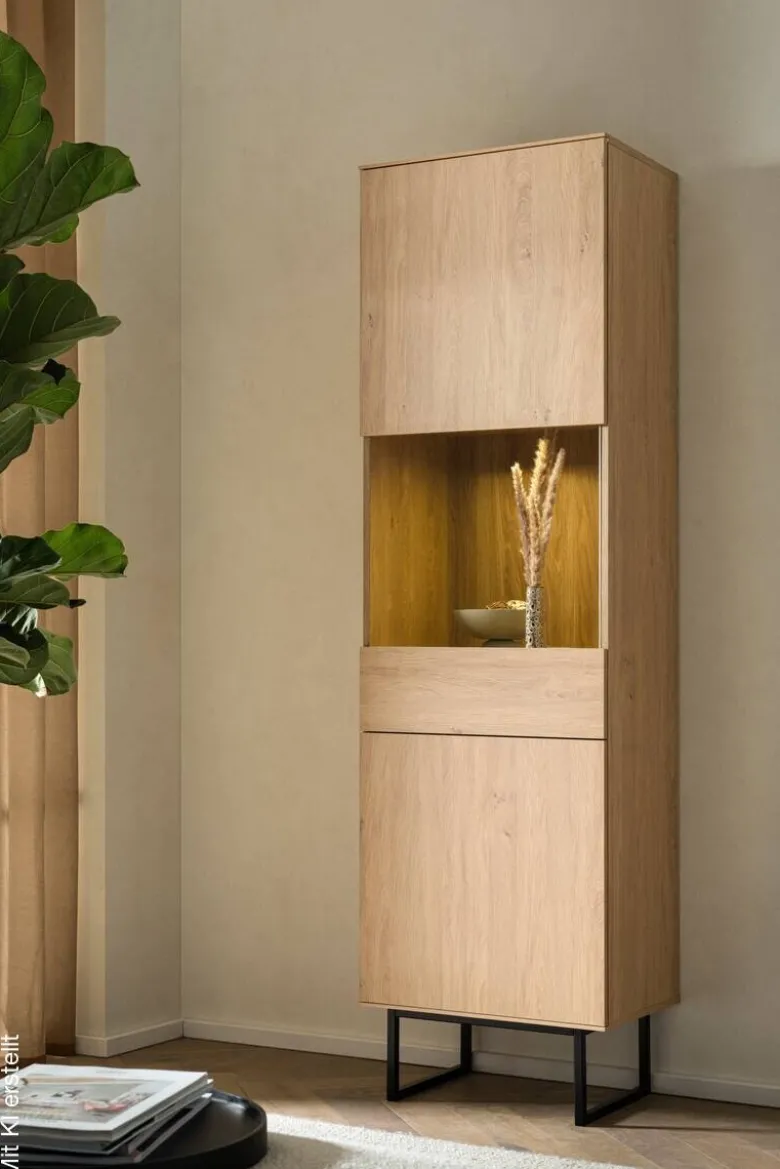 Vitrine Kalmar Oak Stone Nachbildung B/H/T: ca. 58x200x40 cm