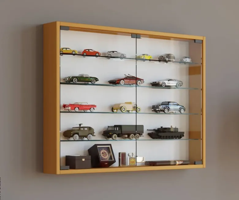 Vitrine Mandosa L buche Nachbildung Holzwerkstoff Glas B/H/T: ca. 80x60x10 cm