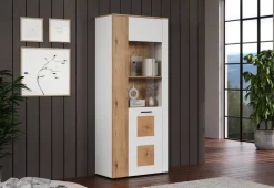 Vitrine Vitoria weiß Eiche Evoke Coast Nachbildung B/H/T: ca. 80x195x42 cm
