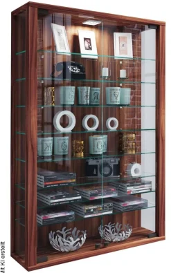 Vitrine Vitrosa Mini nussbaum Nachbildung Holzwerkstoff Glas B/H/T: ca. 59x90x18 cm