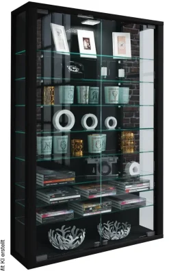 Vitrine Vitrosa Mini schwarz Holzwerkstoff Glas B/H/T: ca. 59x90x18 cm