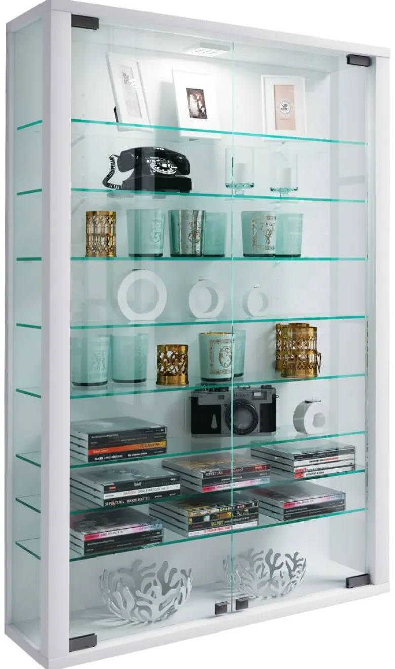 Vitrine Vitrosa Mini weiß Holzwerkstoff Glas B/H/T: ca. 59x90x18 cm