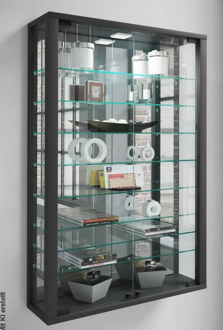 Vitrine Vitrosa schwarz Holzwerkstoff Glas B/H/T: ca. 59x91x18 cm