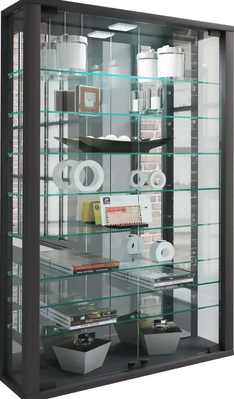 Vitrine Vitrosa schwarz Holzwerkstoff Glas B/H/T: ca. 59x91x18 cm