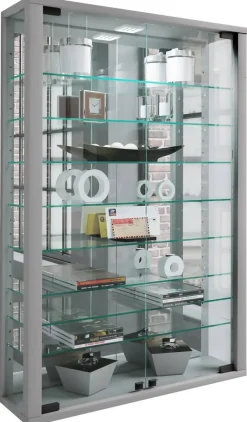 Vitrine Vitrosa silber Holzwerkstoff Glas B/H/T: ca. 59x91x18 cm