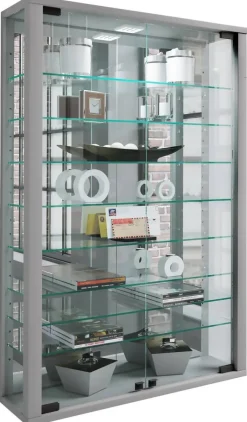 Vitrine Vitrosa silber Holzwerkstoff Glas B/H/T: ca. 59x91x18 cm