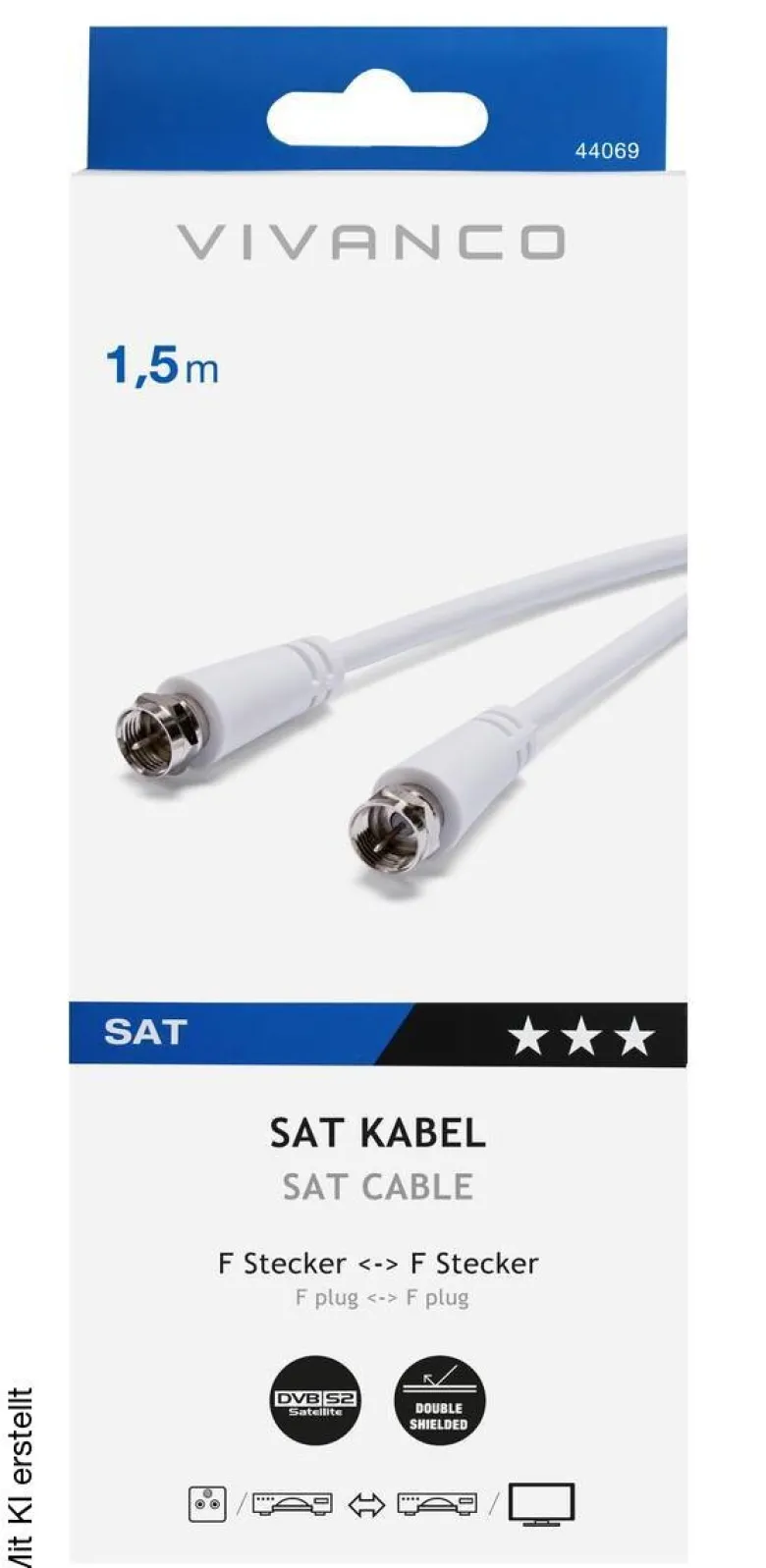 Vivanco SAT-Anschlusskabel 44069 weiß