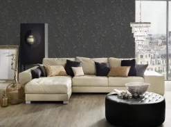 Vliestapete Betonoptik schwarz gold B/L: ca. 53x1005 cm